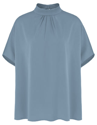 Women’s Batwing Sleeve Blouse Tops Mock Neck Polka Dot Blouses Casual Tie Back Drape Shirts