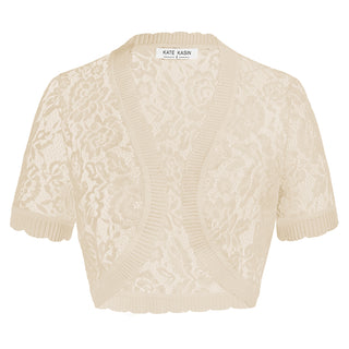 Lace Bolero Short Sleeve Open Front Irregular Hem Shrug