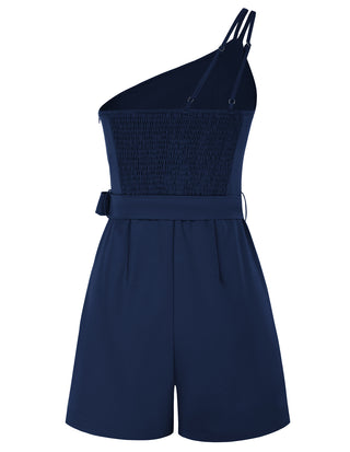 Shoulder Romper with Belt Dual Strap Smocked Back Playsuit