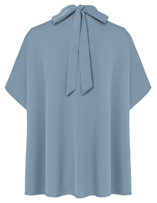 Women’s Batwing Sleeve Blouse Tops Mock Neck Polka Dot Blouses Casual Tie Back Drape Shirts