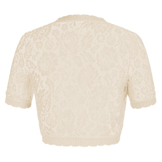 Lace Bolero Short Sleeve Open Front Irregular Hem Shrug