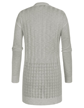 Hollowed-out Cardigan Sweater Long Sleeve Open Front Mid-Thigh Knitwear