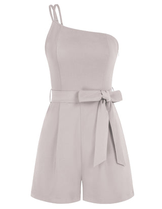 Shoulder Romper with Belt Dual Strap Smocked Back Playsuit