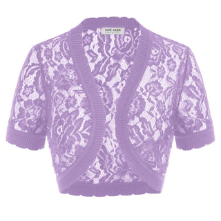 Lace Bolero Short Sleeve Open Front Irregular Hem Shrug