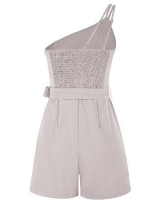 Shoulder Romper with Belt Dual Strap Smocked Back Playsuit