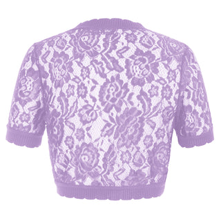 Lace Bolero Short Sleeve Open Front Irregular Hem Shrug
