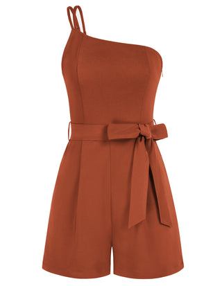 Shoulder Romper with Belt Dual Strap Smocked Back Playsuit