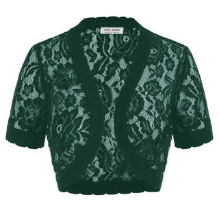 Lace Bolero Short Sleeve Open Front Irregular Hem Shrug