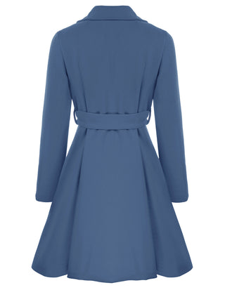 Lapel Collar Overcoat with Belt One-Button A-Line Coat
