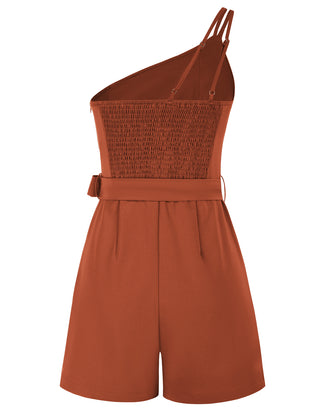 Shoulder Romper with Belt Dual Strap Smocked Back Playsuit