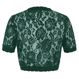 Lace Bolero Short Sleeve Open Front Irregular Hem Shrug