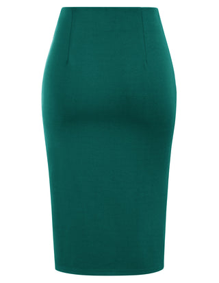 Bow-Knot Decorated Skirt High Waist Side Slit Bodycon Skirt