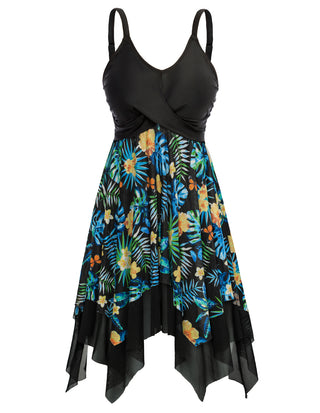 Separated Swimsuit V-Neck Irregular Hem Swimwear