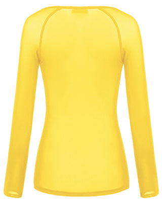 Women's Long Sleeve Scoop Neck See-through T-shirt Tops