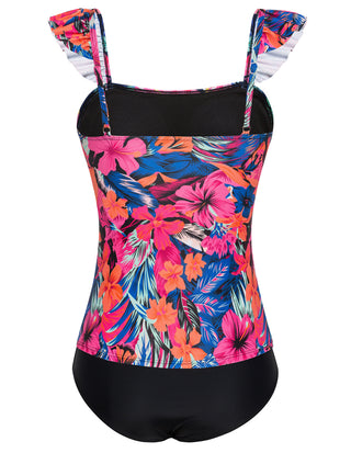 Women 2pcs Set Swimsuit Ruched Padded Swim Tops+Briefs Swimwear