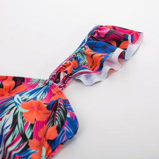 Women 2pcs Set Swimsuit Ruched Padded Swim Tops+Briefs Swimwear