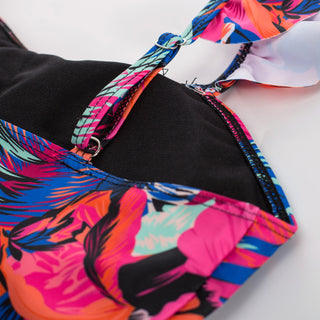 Women 2pcs Set Swimsuit Ruched Padded Swim Tops+Briefs Swimwear