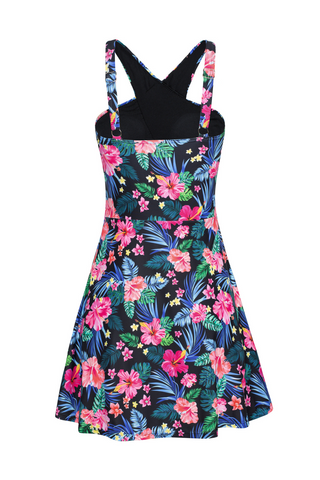 Women 2pcs Swimsuit Halterneck Padded Swim Dress+Briefs Swimwear