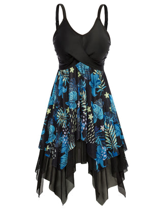 Separated Swimsuit V-Neck Irregular Hem Swimwear