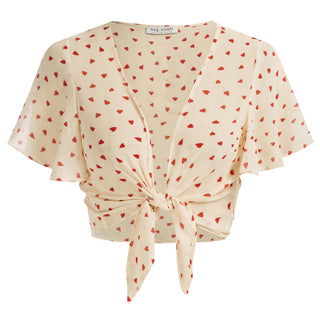 Tie Front Shrug Chiffon Short Flutter Sleeves Semi