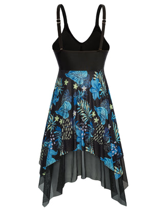 Separated Swimsuit V-Neck Irregular Hem Swimwear