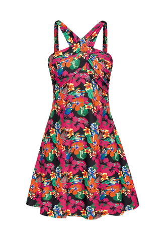 Women 2pcs Swimsuit Halterneck Padded Swim Dress+Briefs Swimwear