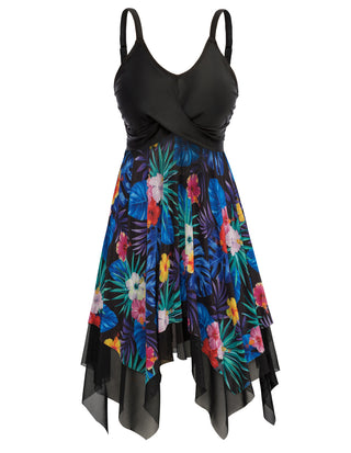 Separated Swimsuit V-Neck Irregular Hem Swimwear