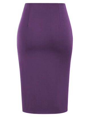 Bow-Knot Decorated Skirt High Waist Side Slit Bodycon Skirt