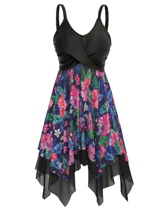 Separated Swimsuit V-Neck Irregular Hem Swimwear