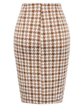 Womens Knee Length Elastic Waist Stretchy Bodycon Business Pencil Skirt