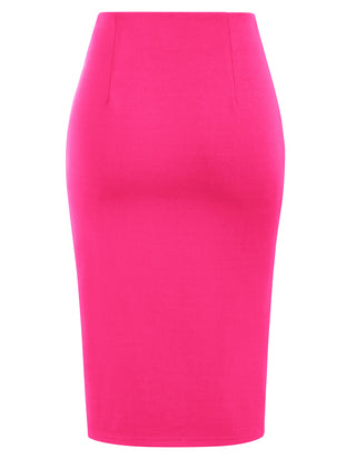 Bow-Knot Decorated Skirt High Waist Side Slit Bodycon Skirt