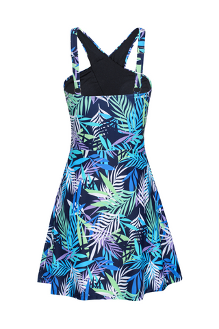 Women 2pcs Swimsuit Halterneck Padded Swim Dress+Briefs Swimwear