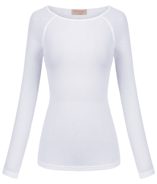 Women's Long Sleeve Scoop Neck See-through T-shirt Tops