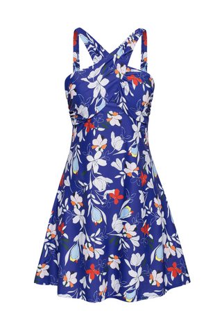 Women 2pcs Swimsuit Halterneck Padded Swim Dress+Briefs Swimwear