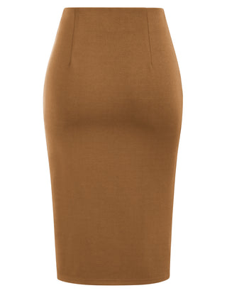 Bow-Knot Decorated Skirt High Waist Side Slit Bodycon Skirt