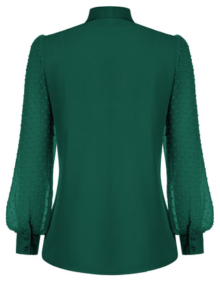 Women Bow-Knot Decorated Shirt Pullover Long Sleeves V-Neck Tops