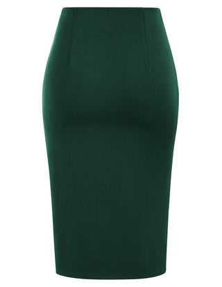 Bow-Knot Decorated Skirt High Waist Side Slit Bodycon Skirt