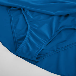 Women V-Neck Swim Dress with Attached Briefs Ruched Padded Swimwear