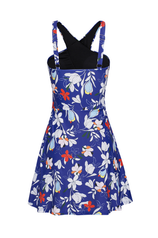 Women 2pcs Swimsuit Halterneck Padded Swim Dress+Briefs Swimwear