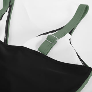 Women V-Neck Swim Dress with Attached Briefs Ruched Padded Swimwear