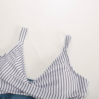 Women V-Neck Swim Dress with Attached Briefs Ruched Padded Swimwear