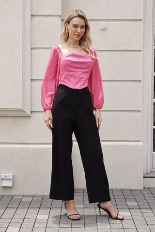 Women Corset Tops Sheer Long Sleeve Blouse Crop Tops Off The Shoulder Shirts Square Neck Fall Blouses 2023