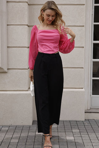 Women Corset Tops Sheer Long Sleeve Blouse Crop Tops Off The Shoulder Shirts Square Neck Fall Blouses 2023