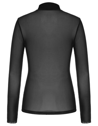 See-Through Mesh Sheer Long Sleeve Blouse Club-wear