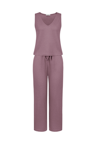 Women Comfy Outfits Sleeveless V-Neck Tank Top+Elastic Drawstring Waist Pants