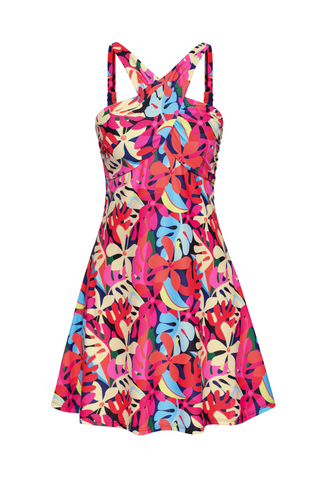 Women 2pcs Swimsuit Halterneck Padded Swim Dress+Briefs Swimwear