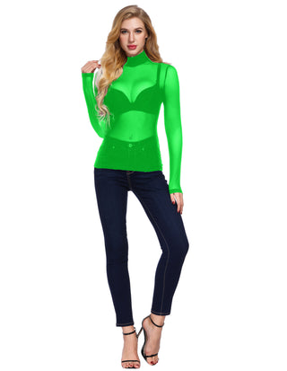 See-Through Mesh Sheer Long Sleeve Blouse Club-wear