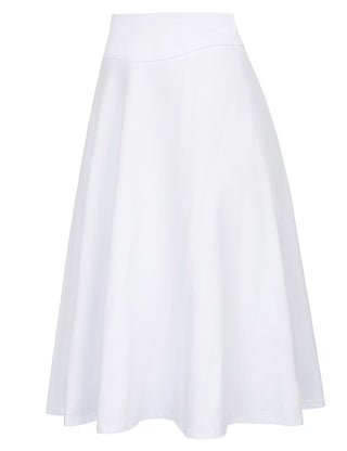 Stretchy Cotton High Waist A-line Flared Skirt Midi Skirt