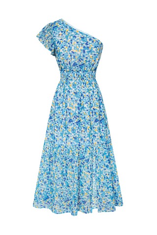 KK Women Elastic Waist Dress Short Sleeve Front Slit Tired A-Line Dress