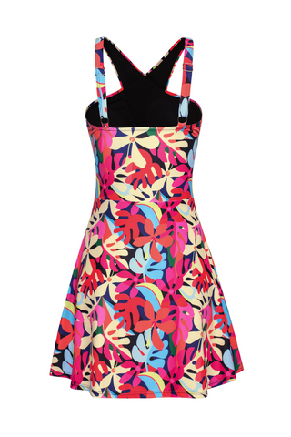 Women 2pcs Swimsuit Halterneck Padded Swim Dress+Briefs Swimwear